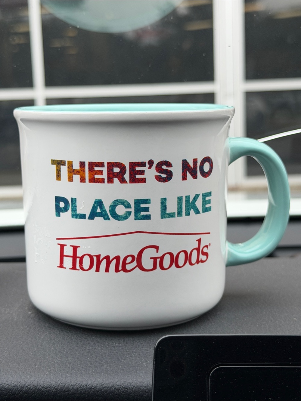 HomeGoods Aqua-Accent 'There's No Place Like' Ceramic Mug